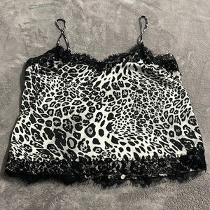 BB DAKOTA Black White Leopard "Silky Feel" Tank Top/Cami